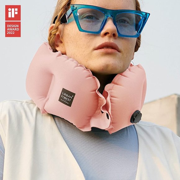 NEW Inflatable Travel Pillow in Pink - Picture 4 of 12